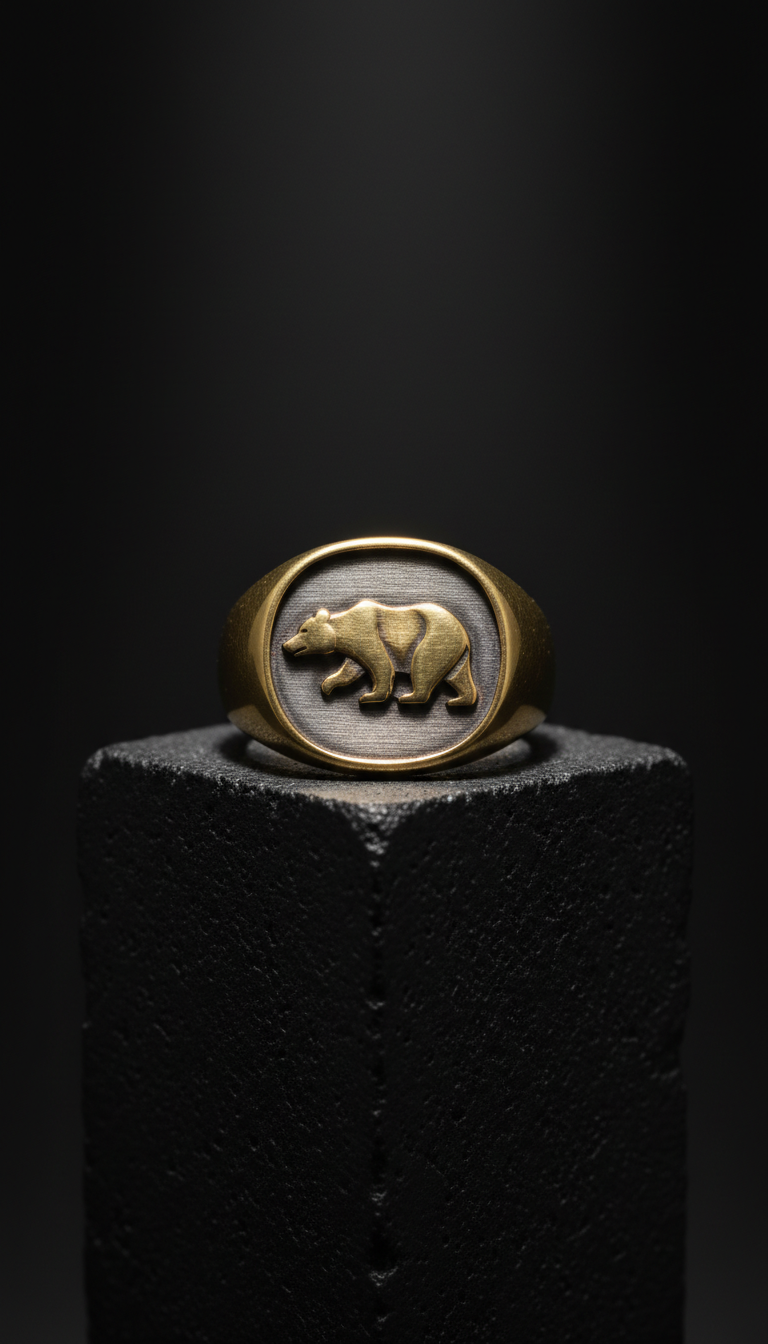 anillo sello emblema de oso
