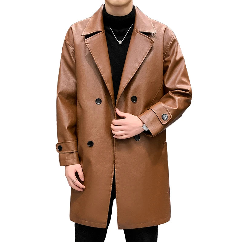 Trench Coat de Cuero BRAVEN — Colección Urbana