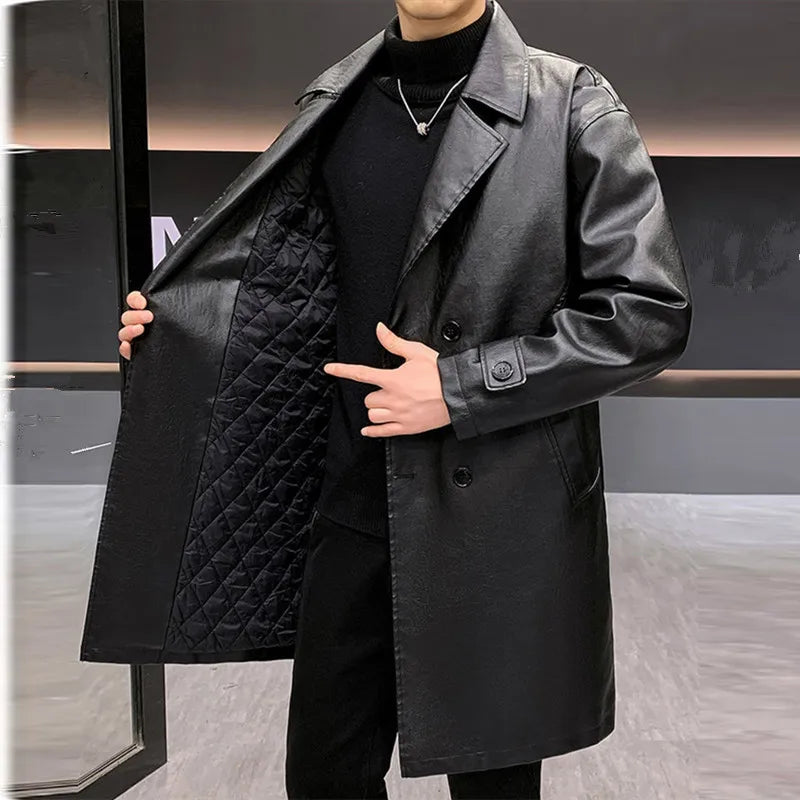 Trench Coat de Cuero BRAVEN — Colección Urbana