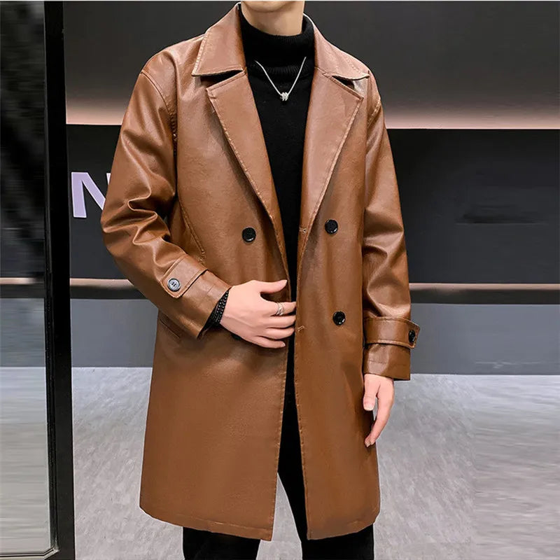 Trench Coat de Cuero BRAVEN — Colección Urbana