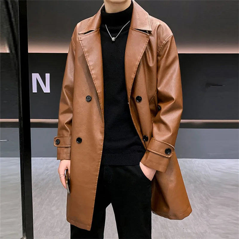 Trench Coat de Cuero BRAVEN — Colección Urbana
