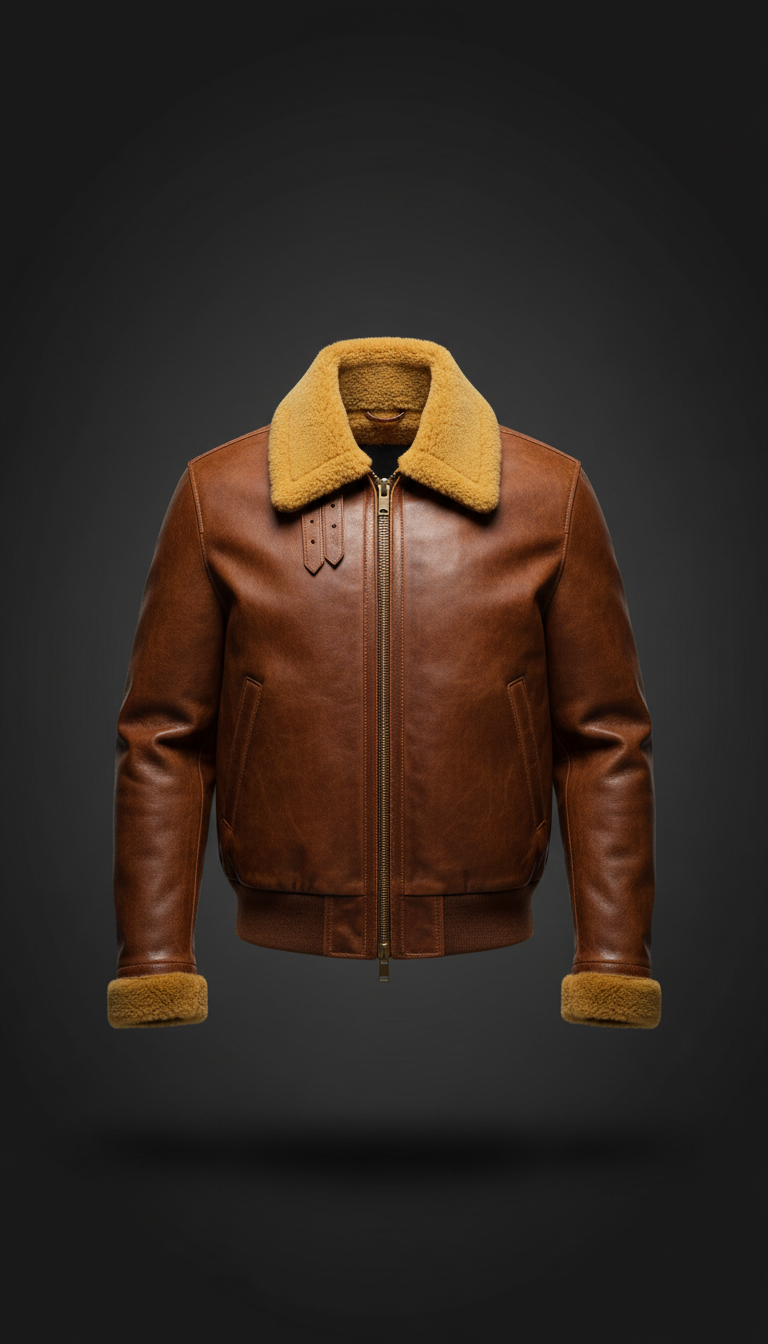 chaqueta bomber de cuero premium