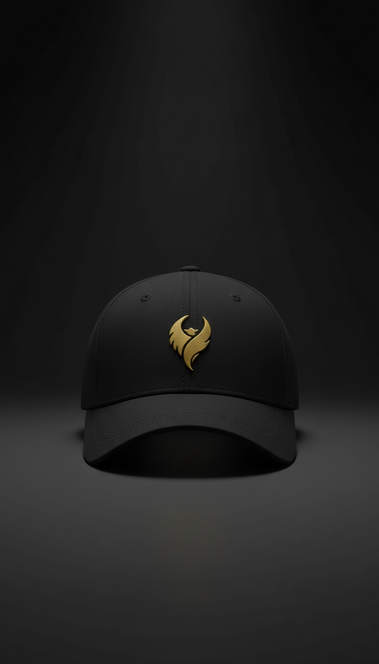 gorra negra mate con logo dorado